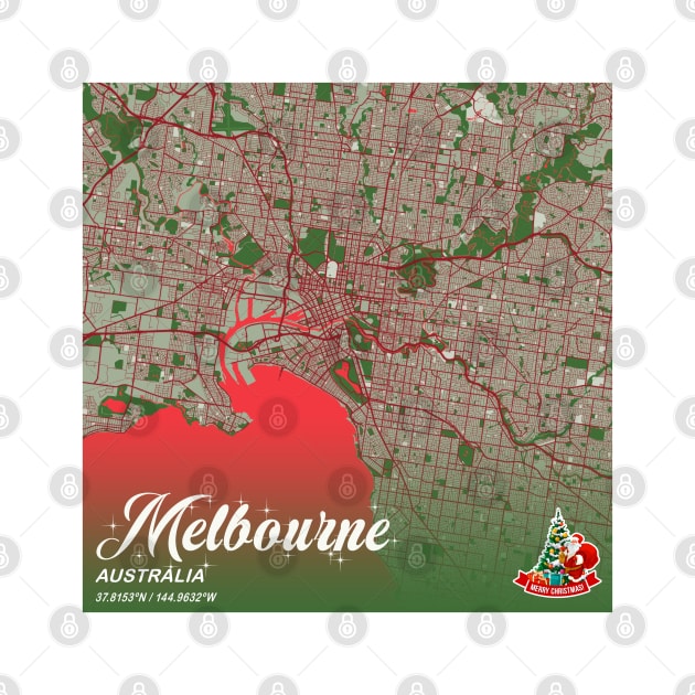 Melbourne - Australia Christmas Map by tienstencil