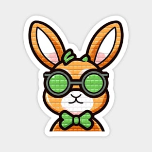 Cool Pixel Art Bunny in a Bow Tie and Glasses Magnet