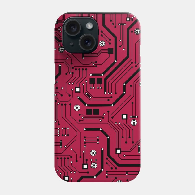 Black and Red Circuit Board Design Phone Case by Brobocop