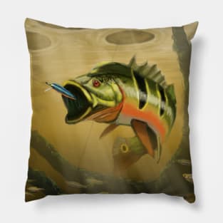 Peacock Bass Large Pillow