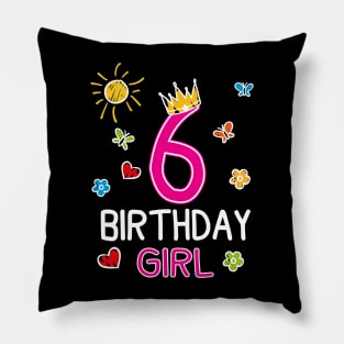 Kids 6th Birthday Girl Crown Princess Pillow