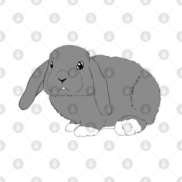 Lop rabbit black gray white by Noamdelf06