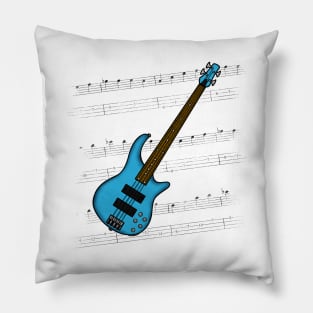 Bass Guitar Tab Bassist Music Notation Musician (Blue) Pillow