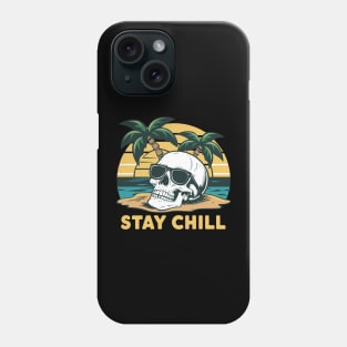 Stay Chill Retro Sunglasses Sunset Skull Design Phone Case