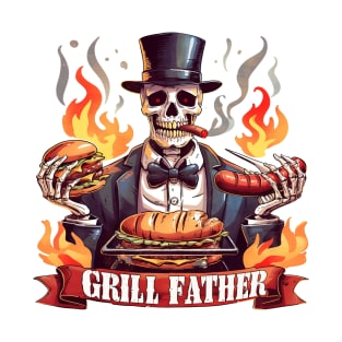 "Grillfather" Funny Skeleton Fatherhood T-Shirt
