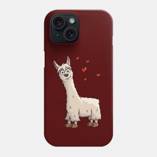 Fancy Cartoon Llama with Hearts Phone Case