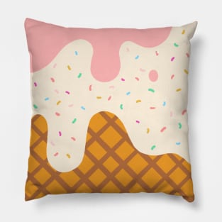 Strawberry Ice Cream Cute Pastel Pink Pillow