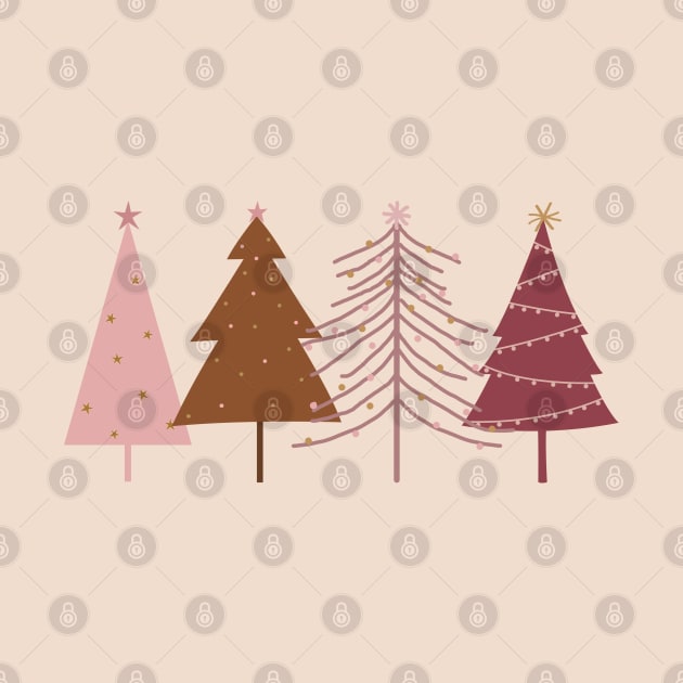 Pink Christmas Trees Design, Christmas Design for Ladies & Girls by ABcreative