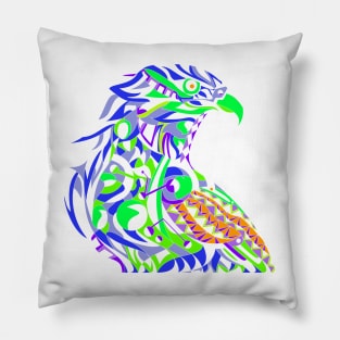 white mecha peregrine falcon halcon ecopop in mexican techno organic tribal totonac patterns Pillow