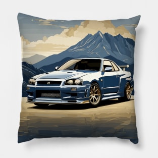 Japanese Blue Sports Car Poster Pillow