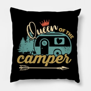 Queen Of The Camper Funny Camping Girl Pillow