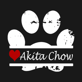 Akita Chow dog paw print T-Shirt