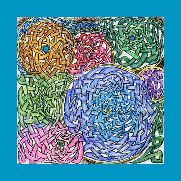 Abstract Circle Knotwork in Ink and Watercolor Pencil by CrysOdenkirk