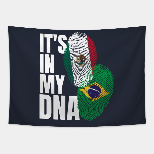 Brazilian And Mexican DNA Heritage Flag Gift Tapestry by Just Rep It!!