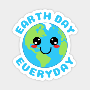 Cute Kawaii Planet Earth day Everyday Blue text Magnet