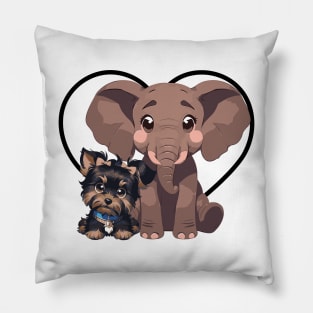 Elephant and Dog Friends Pillow