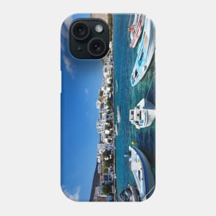 The small harbor in the fishing village Panormos in Tinos island, Greece Phone Case