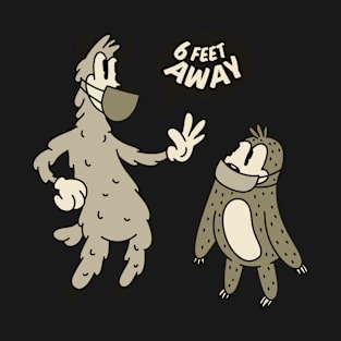 Retro Animals, Funny Social Distancing, Llama and Sloth T-Shirt