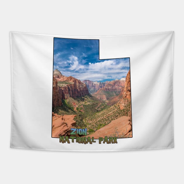 Utah State Outline (Zion National Park) Tapestry by gorff