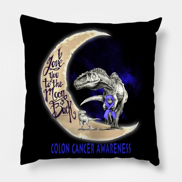 colon cancer dinosaur moon Pillow by TeesCircle