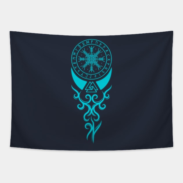 Aegishjalmur Helm of Awe Viking Nordic Runes Gift Present Tapestry by MARESDesign