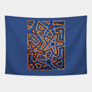 Blue & Orange Light Flower Bursts Tapestry