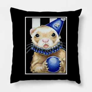 Blue Jester Ferret - White Outlined Version Pillow