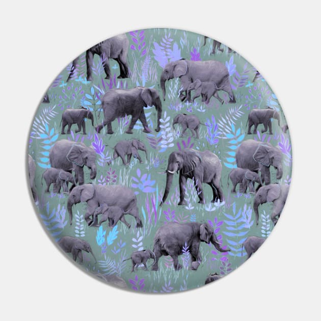 Sweet Elephants in Purple and Grey Pin by micklyn