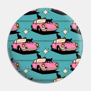 Cool Car Black Cat Pattern in blue Pin