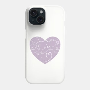 Big cute purple heart with doodle pattern. Phone Case