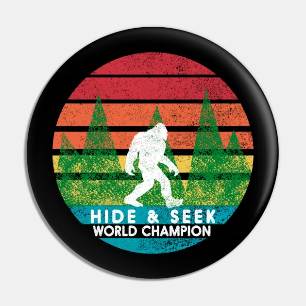 Vintage Retro Hide and Seek Champion Camping Bigfoot Tshirt Pin by CMDesign