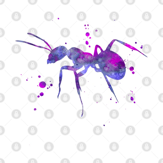 Purple Ant Watercolor Painting by Miao Miao Design