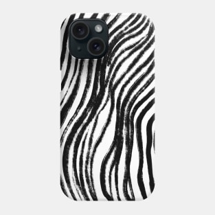 Abstract Wave Animal Pattern Zebra Black and White Phone Case