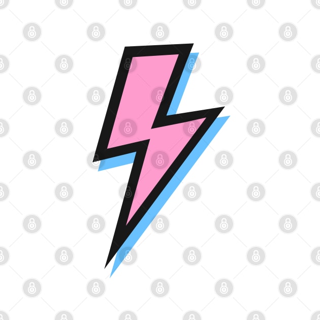 Pink and Blue Lightning Bolts with Black Outline by OneThreeSix