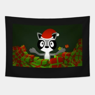 Holiday Trash Panda Surrounded By Gifts Tapestry