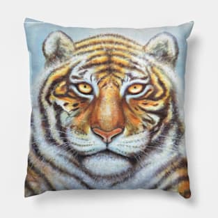 Snow Tiger Face Oil Painting Pillow