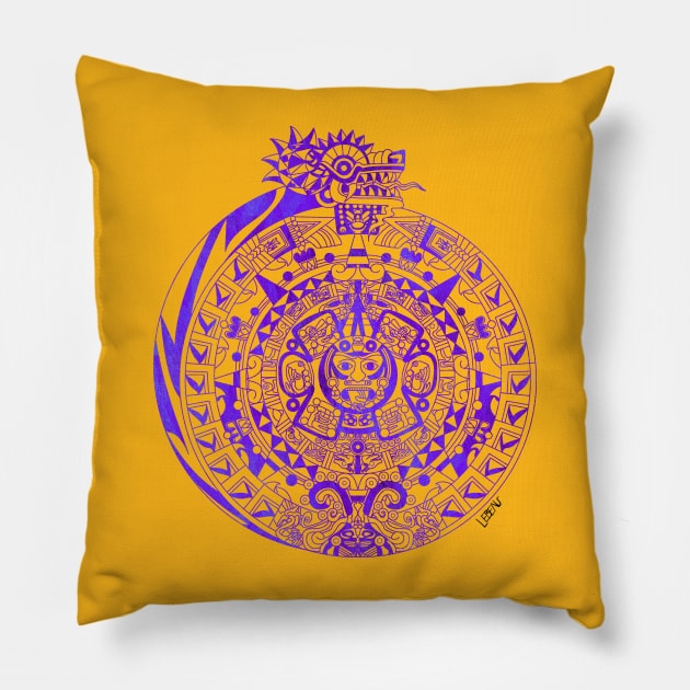 the quetzalcoatl calendar in mexican aztec pattern ecopop Pillow by jorge_lebeau