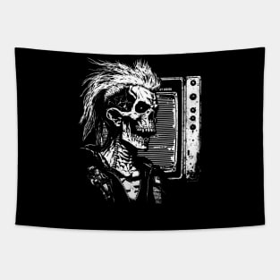 Punk Skull and Scan Lines on TV Tapestry