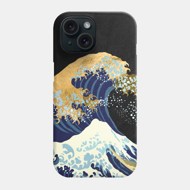 Golden Great Wave off Kanagawa Phone Case by GreekTavern