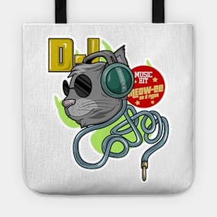 Cat with Sunglasses as DJ with Headphone Tote