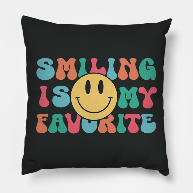 Smiling Is My Favorite Pillow by JBeasleyDesigns