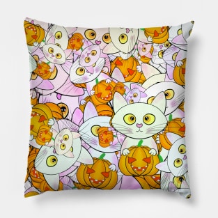 Cat halloween pumpkin pattern Pillow