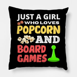 Just A Girl Who Loves Popcorn And Board Games Pillow