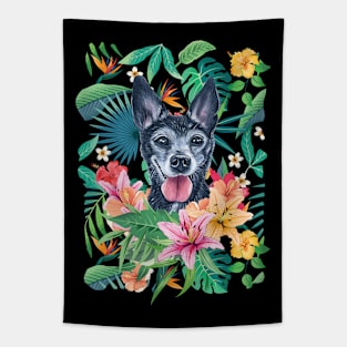 Tropical Short Haired Black Gray White Chihuahua Tapestry