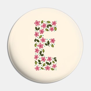 Floral Monogram Letter E Pin