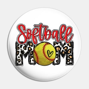 Softball Mom Leopard   Softball Mom Pin