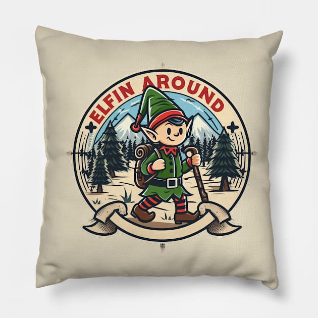 "Elfin' Around" Funny Christmas Pillow by SimpliPrinter