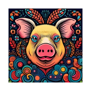 Porky the Psychedelic and Colorful Pig T-Shirt