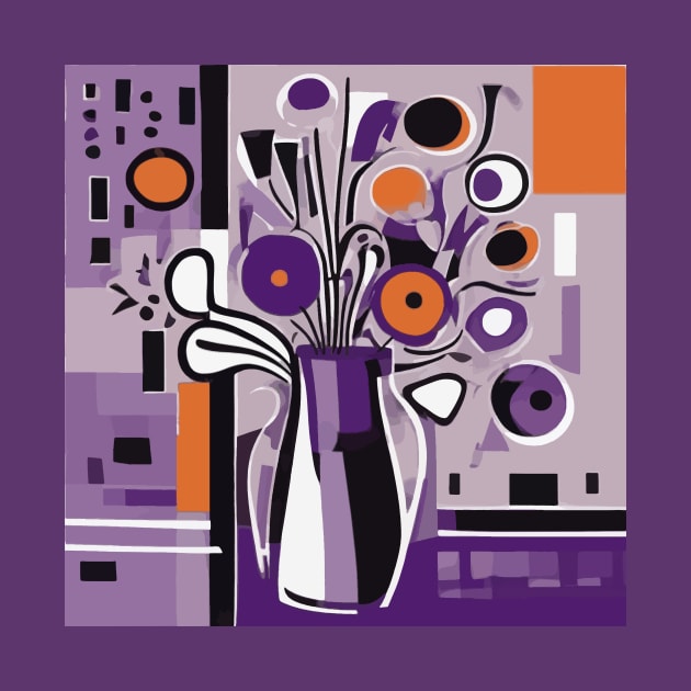 Abstract Geometric Flowers in a Purple Vase After Miró by bragova