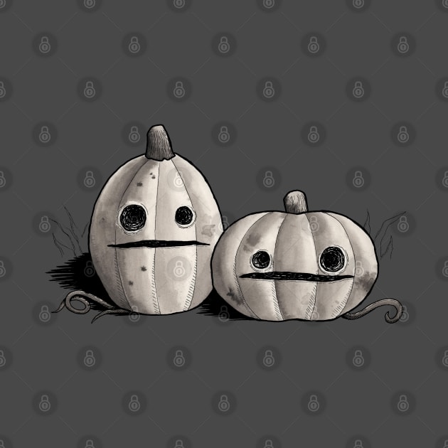 Old Friends - Pumpkins in Black and Grey by prettyinink